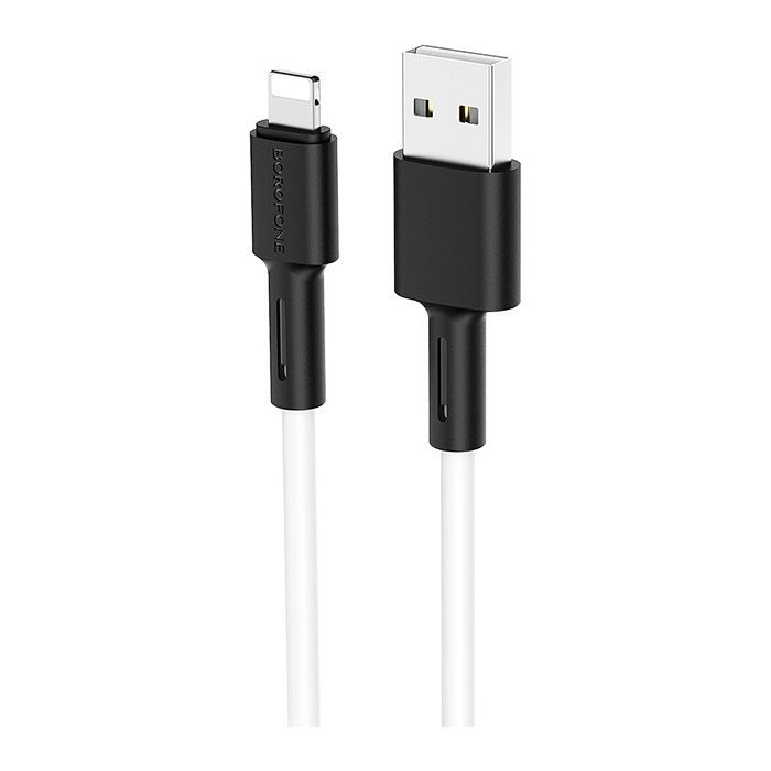 Дата кабель USB 2.0 AM to Lightning 1.0m 2.4A silicone BX31 white BOROFONE (6931474710369)