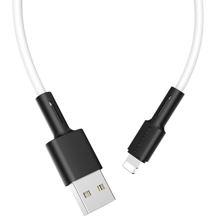 Дата кабель USB 2.0 AM to Lightning 1.0m 2.4A silicone BX31 white BOROFONE (6931474710369) изображение 3