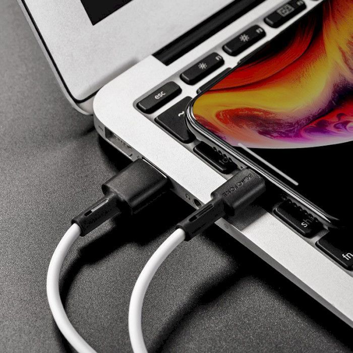 Дата кабель USB 2.0 AM to Lightning 1.0m 2.4A silicone BX31 white BOROFONE (6931474710369) изображение 5