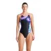 Купальник Arena Dreamhline Swimsuit V Back 008328-500 чорний, фіолетовий, бірюзовій 38 (3468337427957)