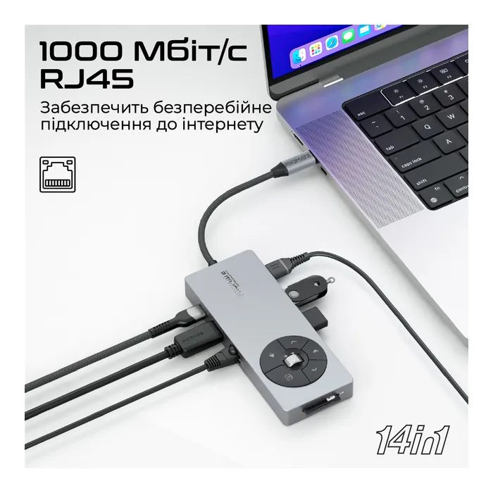 Концентратор Promate USB-C 14-in-1 Promate comandhub-pro (comandhub-pro) зображення 5