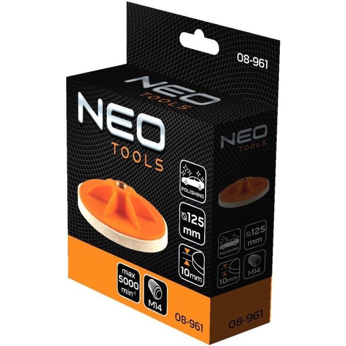 Круг зачистной Neo Tools полировальный, губка средней жесткости, M14, 125x10мм (08-961) изображение 4