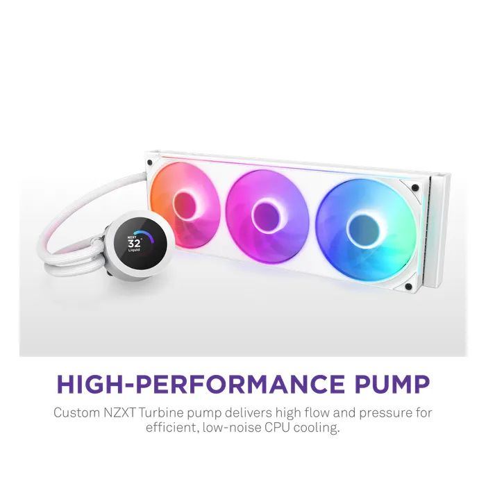 Система жидкостного охлаждения NZXT Kraken Plus RGB V2-360 mm AIO liquid cooler Wh (RL-KR360-W2) изображение 2