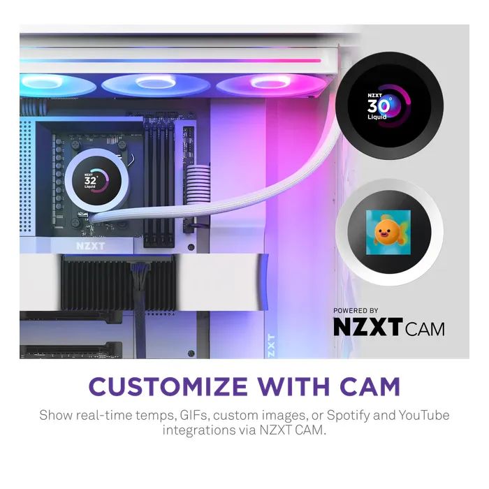 Система жидкостного охлаждения NZXT Kraken Plus RGB V2-360 mm AIO liquid cooler Wh (RL-KR360-W2) изображение 7