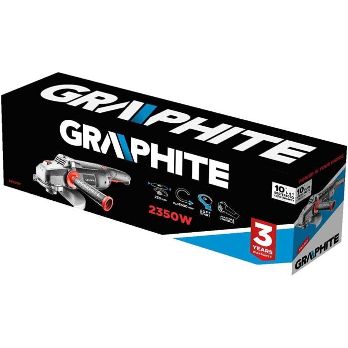 Шлифовальная машина Graphite 230мм, 2350W, 6500об/мин, 4.85кг (59G207) изображение 2