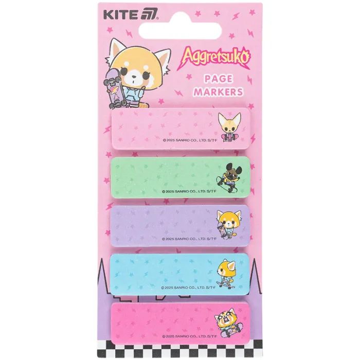 Стикер-закладка Kite бумажная с рисунком Aggretsuko, 100 шт, 5х15х50 мм, прямоугольная (AR25-480)