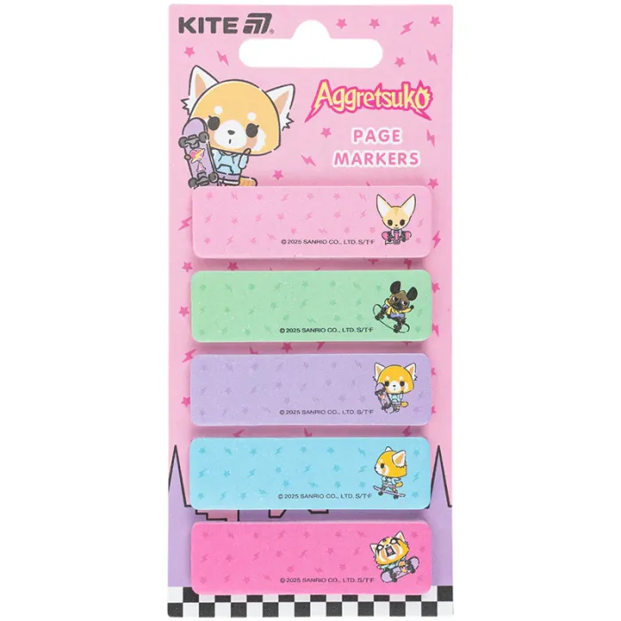 Стікер-закладка Kite паперова з малюнком Aggretsuko , 100 шт, 5х15х50 мм, прямокутна (AR25-480)