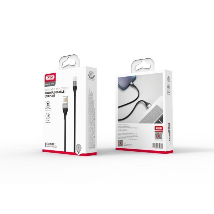 Дата кабель USB 2.0 AM to Lightning 1.0m 2.4A double-side grey XO (NB188-L-1-GR) изображение 5
