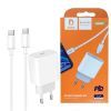 Зарядное устройство Denmen USB-C PD20W 3.6A + cable USB-C to USB-C white (DM-DC06T-WH) изображение 2