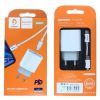 Зарядное устройство Denmen USB-C PD20W 3.6A + cable USB-C to USB-C white (DM-DC06T-WH) изображение 5
