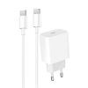 Зарядное устройство Denmen USB-C PD20W 3.6A + cable USB-C to USB-C white (DM-DC06T-WH)