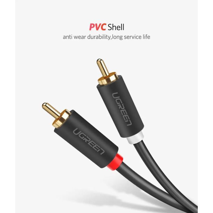 Кабель мультимедійний 2xRCA M to 2xRCA M 3.0m AV104 black Ugreen (10519) зображення 10
