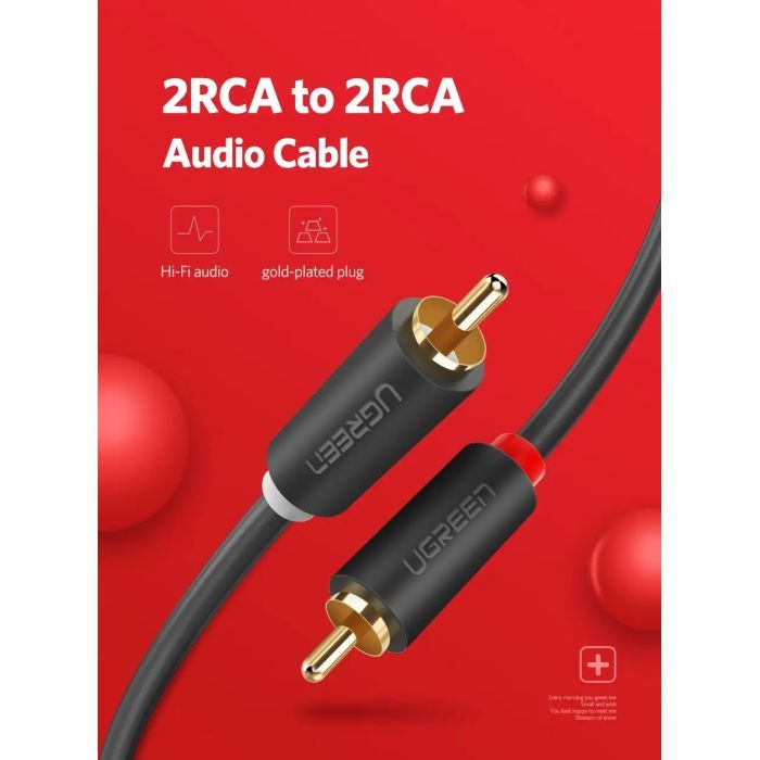 Кабель мультимедійний 2xRCA M to 2xRCA M 3.0m AV104 black Ugreen (10519) зображення 2