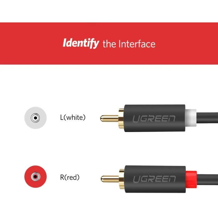 Кабель мультимедійний 2xRCA M to 2xRCA M 3.0m AV104 black Ugreen (10519) зображення 6