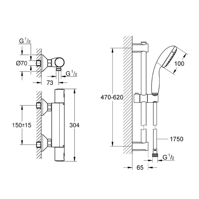 Душовий гарнітур Grohe QuickFix Start Black (UA303908T1) зображення 7