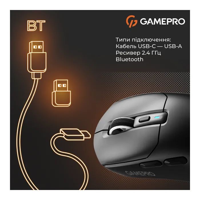 Мишка GamePro Genesis Airmaster Wireless/Bluetooth/USB Black (GM167B) зображення 9