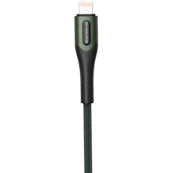 Дата кабель USB 2.0 AM to Lightning 1.0m 3A braided dark green SkyDolphin (USB-000580) изображение 2