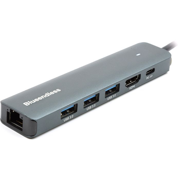 Концентратор Blueendless USB-C 6-in-1 3xUSB 3.0 + HDMI + RJ45 + USB-C PD100W (CA913909) зображення 2
