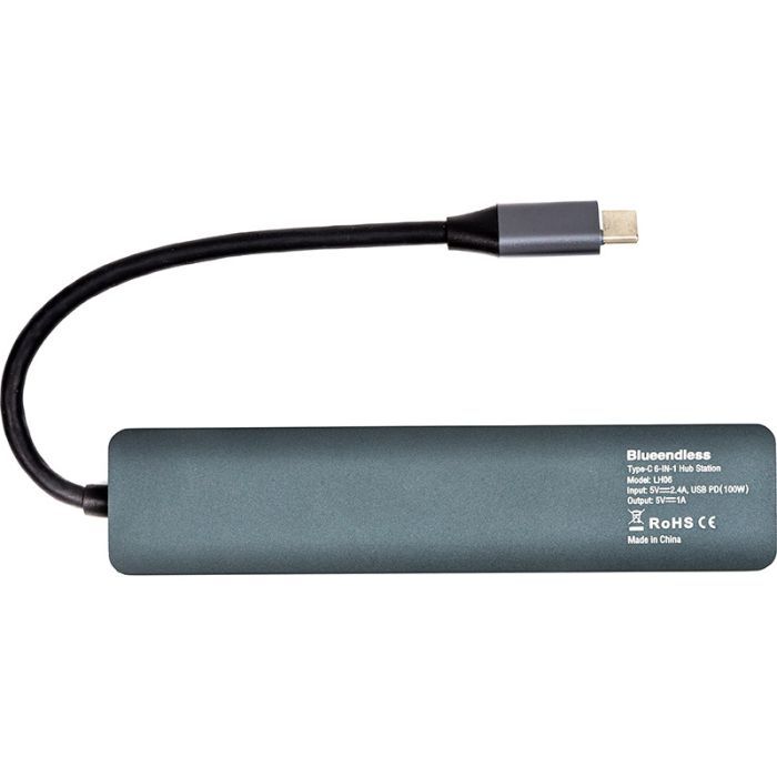 Концентратор Blueendless USB-C 6-in-1 3xUSB 3.0 + HDMI + RJ45 + USB-C PD100W (CA913909) зображення 4