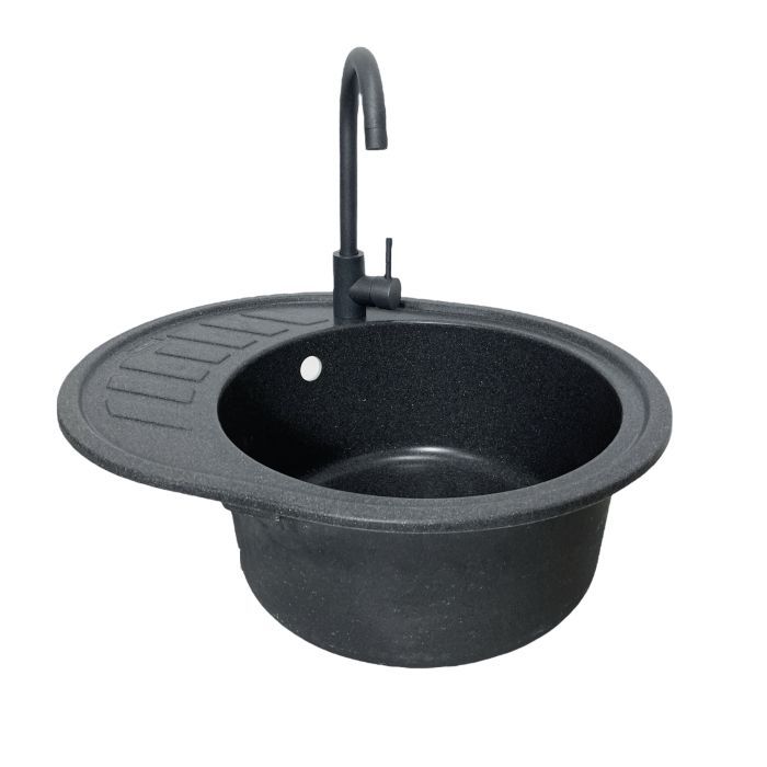 Мийка кухонна Adamant Ovum графіт + змішувач + дозатор (1824296900413) зображення 3