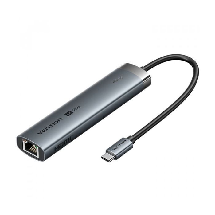 Концентратор VENTION USB-C 6-in-1 HDMI + 2xUSB 3.0 + RJ45 + PD 100W (TGNHB)