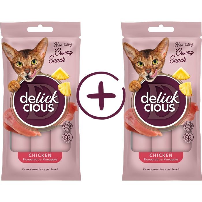 Лакомство для котов Delickcious Кремовые курица с добавлением ананаса 1+1 (4820269148017)