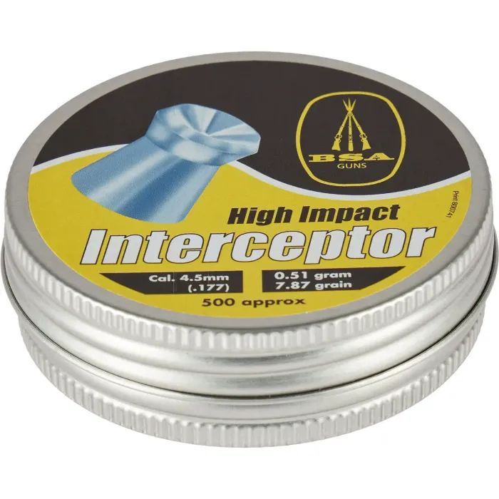 Пульки BSA Interceptor 4.5 мм, 0.51 г, 500 шт/уп (716A)