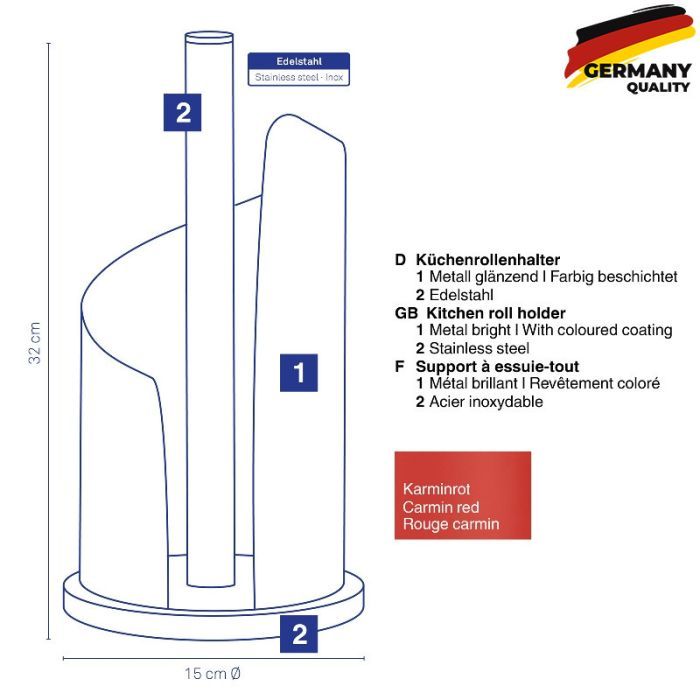 Держатель бумажных полотенец Kela Stella 15 х 32 см червоний (11241) изображение 6