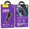 Зарядное устройство HOCO 1xUSB-C PD38W + 1xUSB car adapter transparent Z52 black (6942007601740) изображение 3