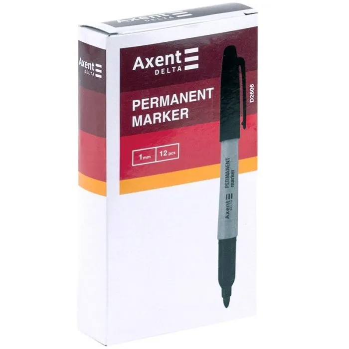 Маркер Axent Permanent D2606, 1 мм круглий чорний (D2606-01) зображення 2