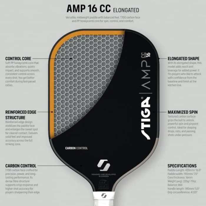 Ракетка для пиклбола Stiga AMP CC 16 Elongated (3202-0318-04) (932362) изображение 7