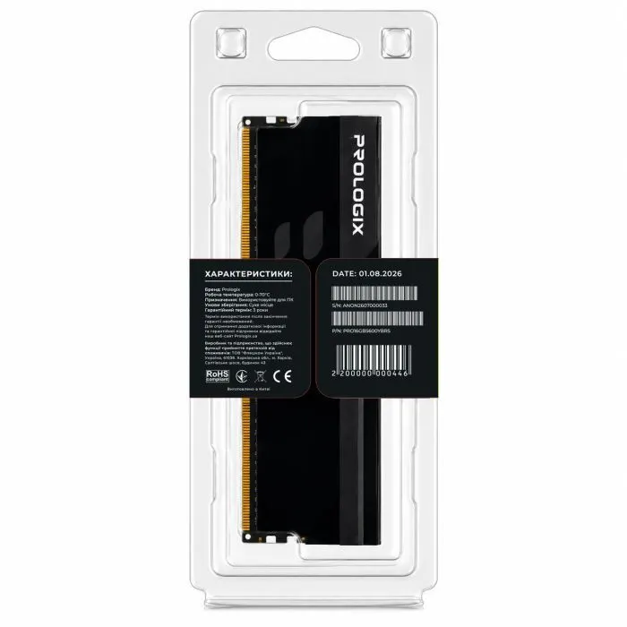 Модуль памяти для компьютера DDR5 16GB 5600 MHz Onyx Black RGB Prologix (PRO16GB5600YBR5) изображение 5