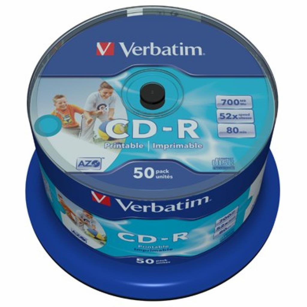 Диск CD Verbatim 700Mb 52x Cake box Printable (43438)