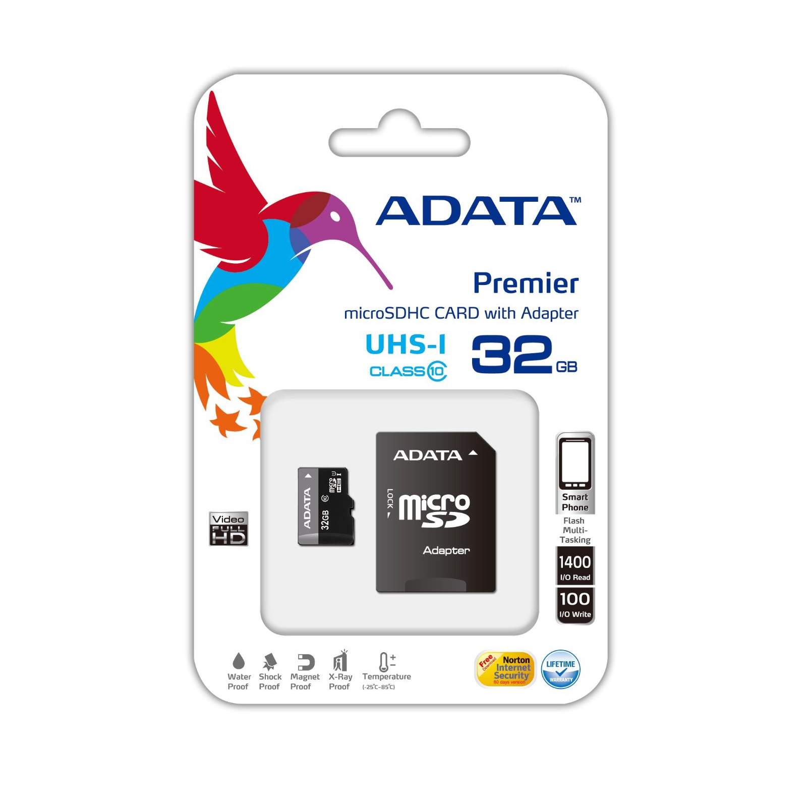 Карта памяти ADATA 32Gb microSDHC Ultra UHS-I +SD адаптер Class 10 (AUSDH32GUICL10-RA1) изображение 2