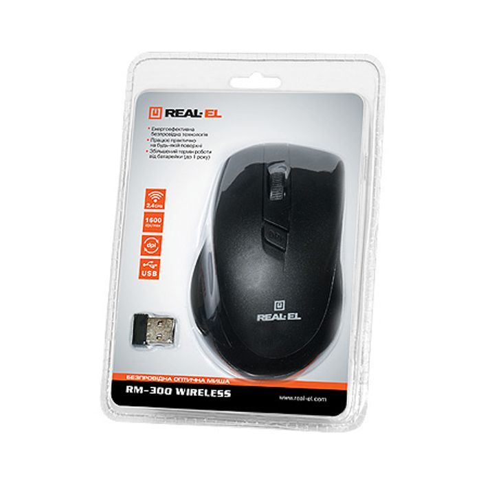 Мишка REAL-EL RM-300 black-grey зображення 2