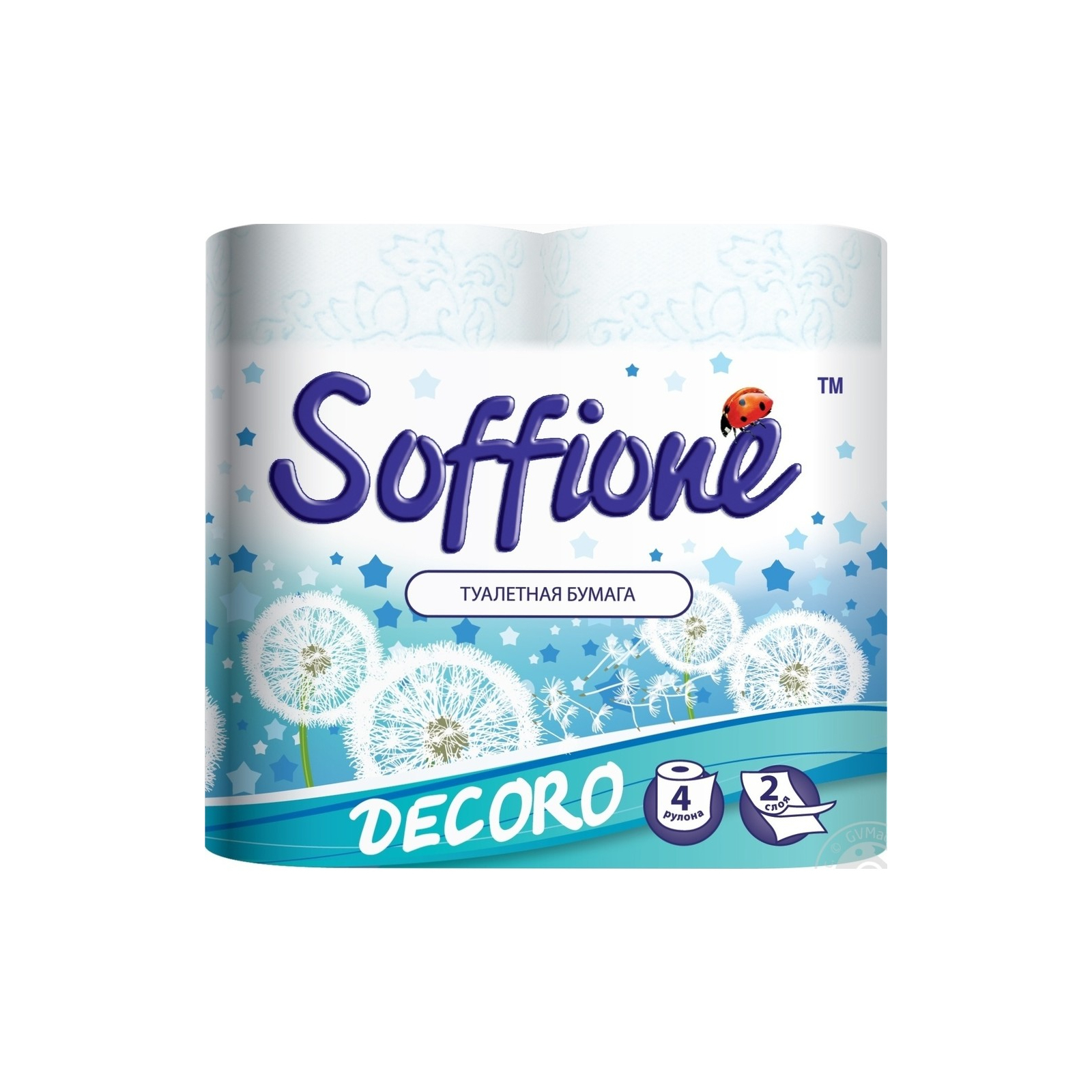 Туалетний папір Soffione Decoro 2-слойная белая 4 шт (тп.sf4б)