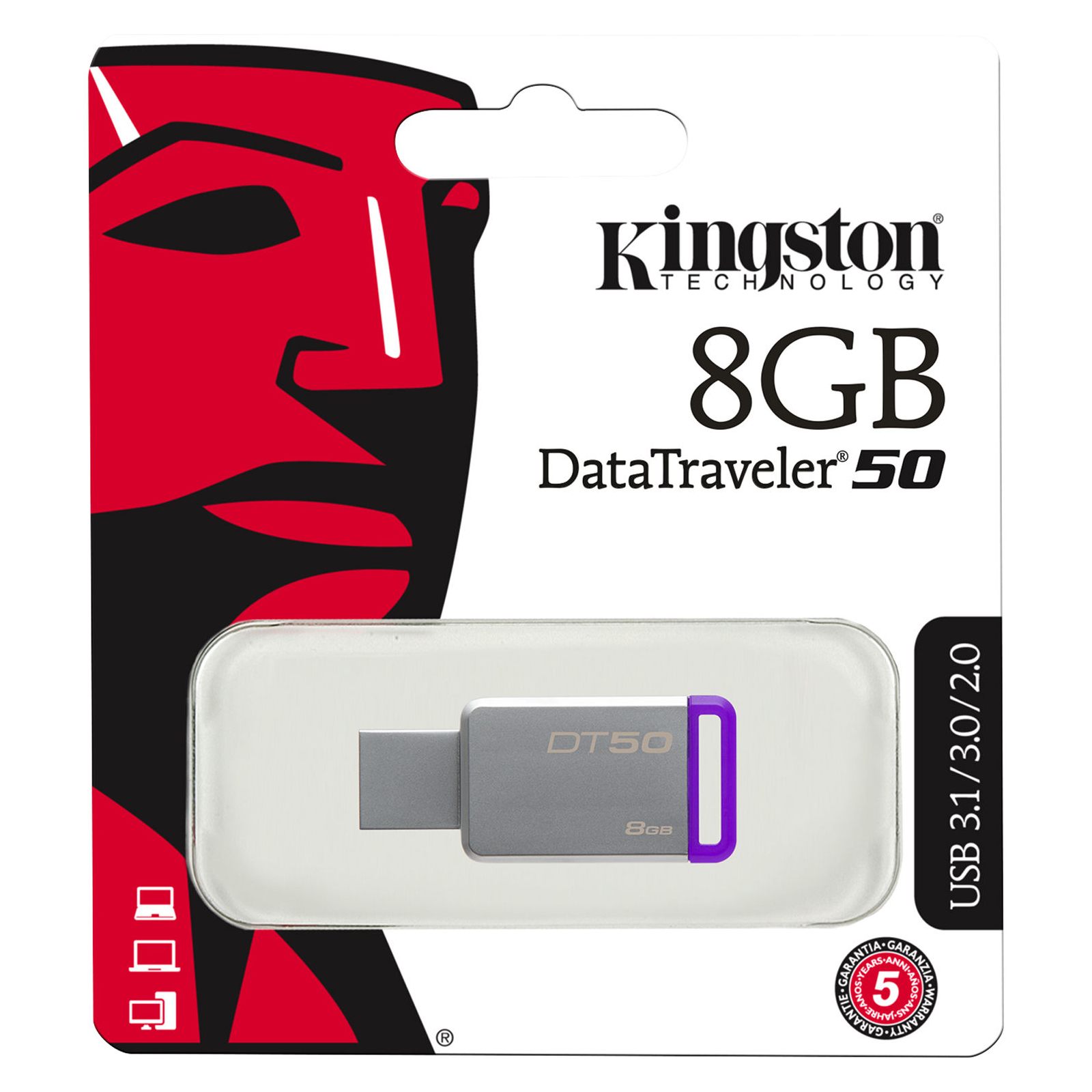 USB флеш накопитель Kingston 8GB DT50 USB 3.1 (DT50/8GB) изображение 4