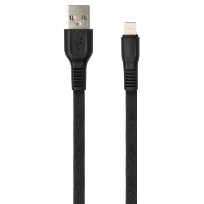 Дата кабель USB 2.0 AM to Lightning 1.0m flat art TPE back Vinga (VCPDCLFTPE1BK) изображение 2