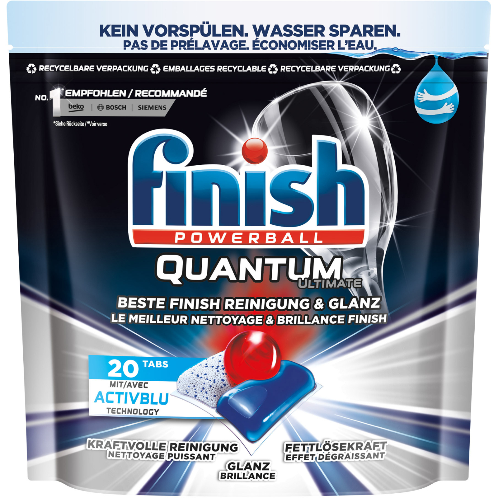 Таблетки для посудомоечных машин Finish Quantum Ultimate 20 шт (4002448143093)