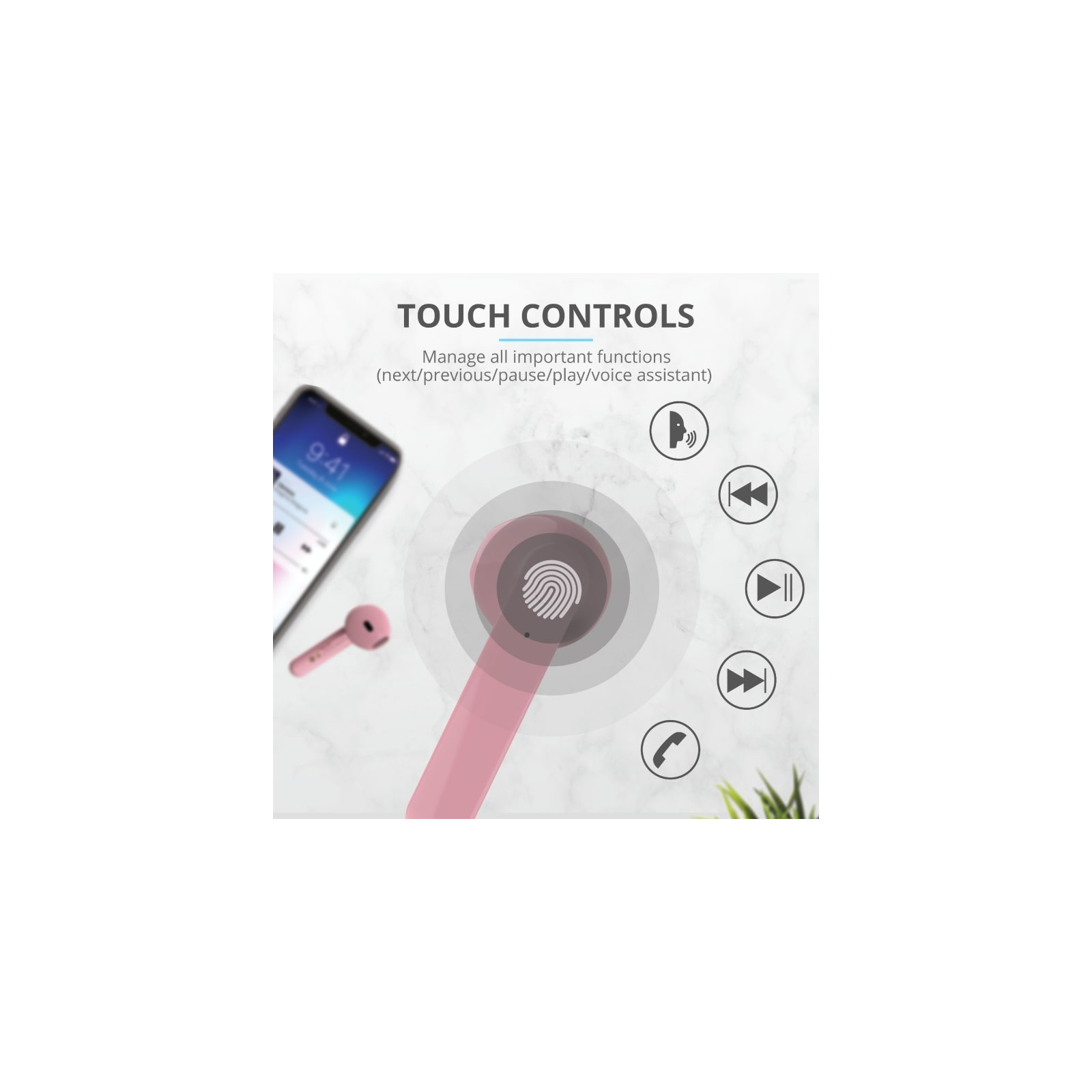 Наушники Trust Primo Touch True Wireless Mic White (23783) изображение 11