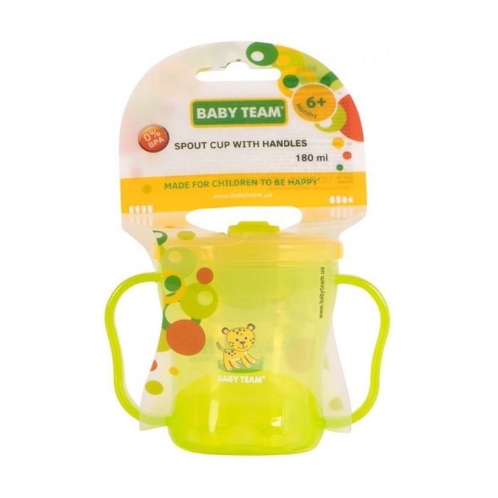 Поїльник-непроливайка Baby Team з ручками і складним носиком 180 мл (5002) зображення 2