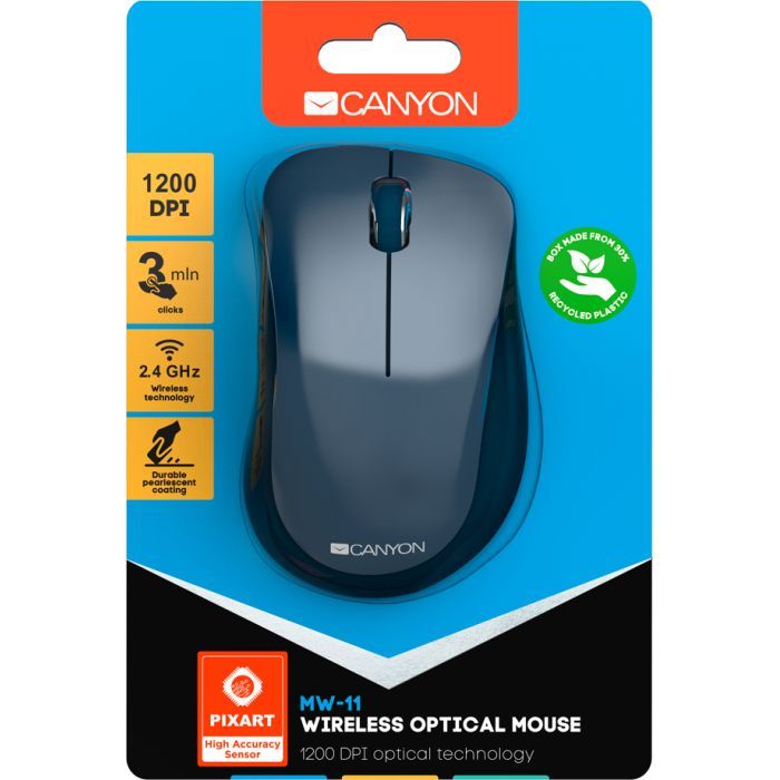 Мишка Canyon MW-11 Wireless Pixart Black (CNE-CMSW11B) зображення 6
