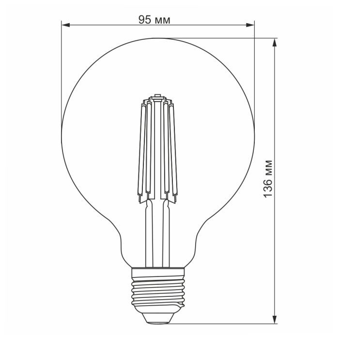 Лампочка Videx Filament G95FD 7W E27 4100K 220V (VL-G95FD-07274) изображение 3