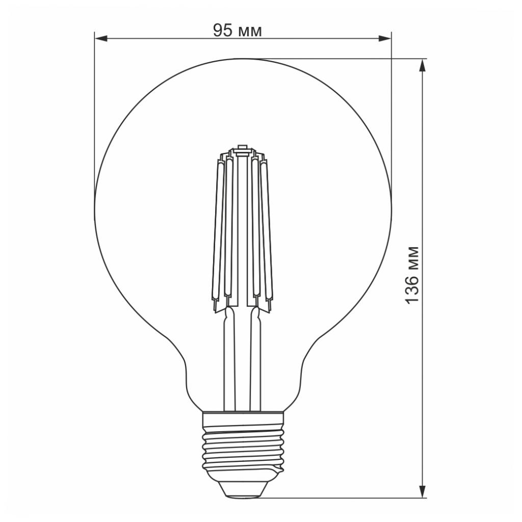 Лампочка Videx Filament G95FD 7W E27 4100K 220V (VL-G95FD-07274) изображение 3
