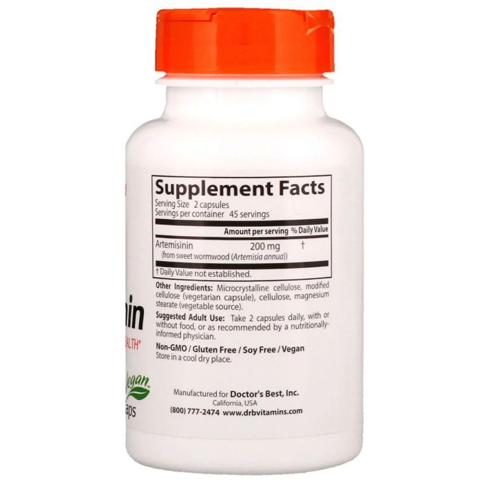 Трави Doctor's Best Артемізинін, Artemisinin, 100 мг, 90 гелевих капсул (DRB-00170) зображення 2
