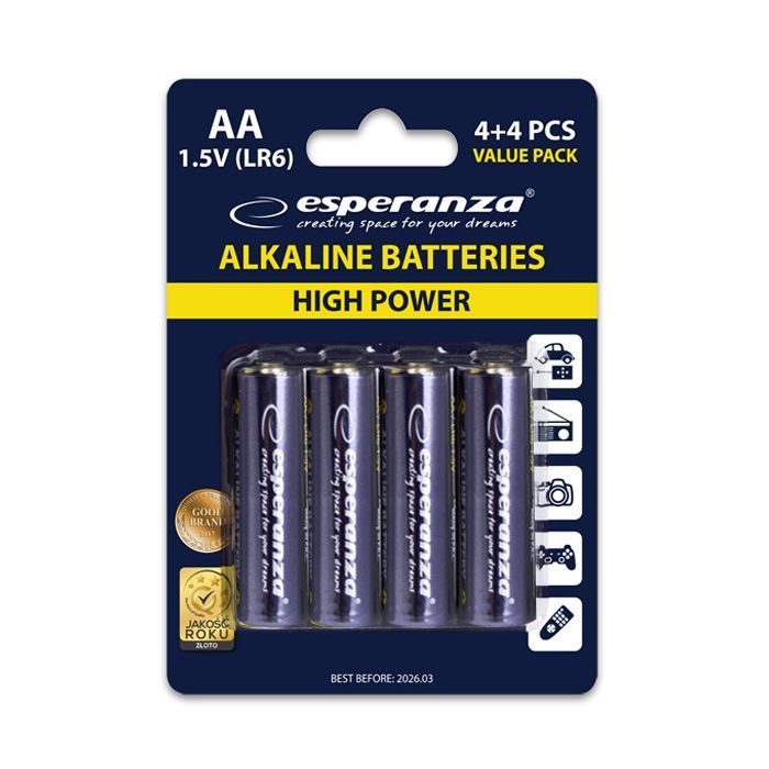 Батарейка Esperanza AA LR6 Alkaline * 8 (EZB103) изображение 3