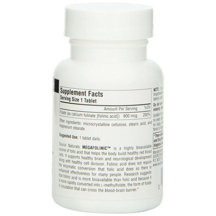 Витамин Source Naturals Биоактивная Форма Фолиевой Кислоты (В9) 800мкг, MegaFolinic, (SN2027) изображение 2