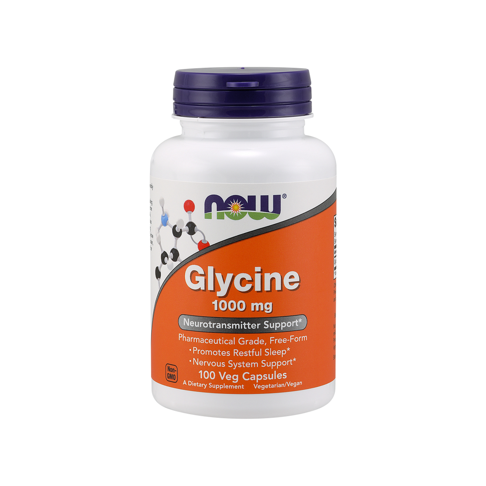 Амінокислота Now Foods Гліцин 1000 мг, 100 вегетаріанських капсул (NOW-00107)