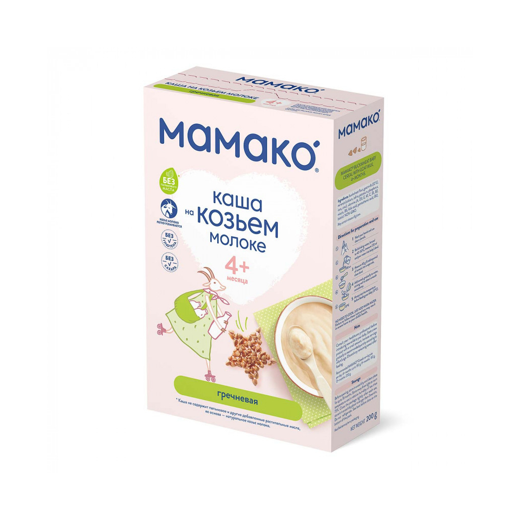 Детская каша MAMAKO гречневая на козьем молоке 200 г (4607088795994)
