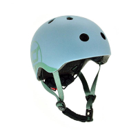 Photos - Bike Helmet Scoot & Ride Шолом Scoot&Ride LED 51-55 см S/M Gey/Blue  SR-190605-STE (SR-190605-STEEL)